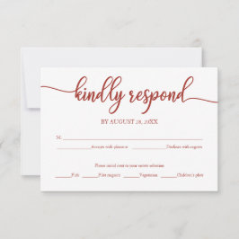 Hochzeit RSVP Card Terracotta Calligraphy Karte