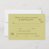Hochzeit RSVP Chartreuse Burgundy Illustriert Karte (Vorderseite)