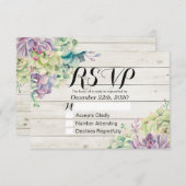 Hochzeit RSVP Chic Watercolor Sukkulent rustikales (Vorne/Hinten)