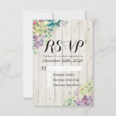 Hochzeit RSVP Chic Watercolor Sukkulent rustikales (Vorderseite)