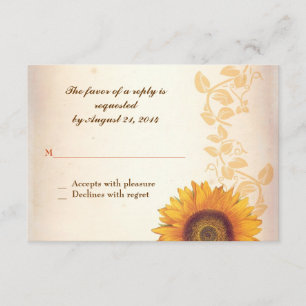 Hochzeit RSVP Design mit Sonnenblume Karte