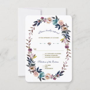 Hochzeit RSVP Dusty Blue Misty Rose Wreath Karte