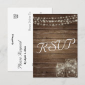 Hochzeit RSVP Elegant Rustic Mason Jar Lights Karte (Vorne/Hinten)