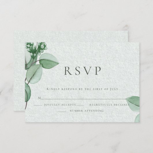 Hochzeit RSVP | Elegant Watercolor Eucalyptus (Vorne/Hinten)