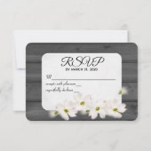 Hochzeit RSVP floral auf schwarzem Holz (Vorderseite)