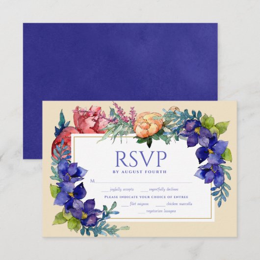 Hochzeit RSVP | Glück Wasserfarben (Vorne/Hinten)