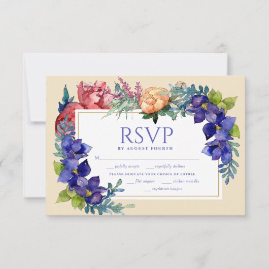 Hochzeit RSVP | Glück Wasserfarben Karte (Vorderseite)