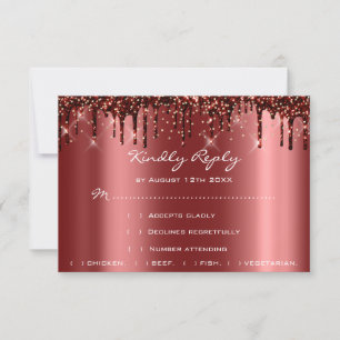 Hochzeit RSVP Gold Tropfen Burgundy Brautparty Karte