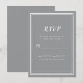 Hochzeit RSVP Grau Weiß Einfache Moderne Minimalis (Vorne/Hinten)