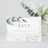 Hochzeit RSVP | Grayed Jade Green Botanical (Stehend Vorderseite)