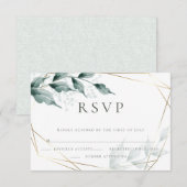 Hochzeit RSVP | Grayed Jade Green Botanical Karte (Vorne/Hinten)