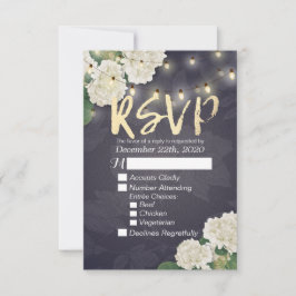 Hochzeit RSVP Hydrangea Blume String Lights Blue Karte