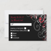 Hochzeit RSVP in Schwarz, Weiß und Rot (Vorderseite)