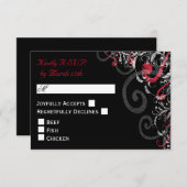 Hochzeit RSVP in Schwarz, Weiß und Rot (Vorne/Hinten)