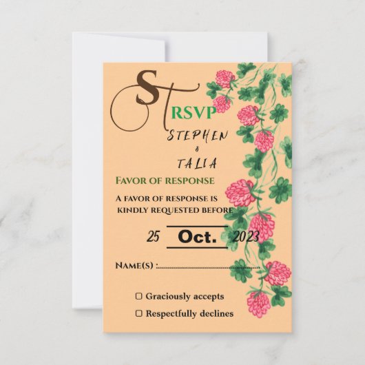 Hochzeit RSVP Karte (Vorderseite)