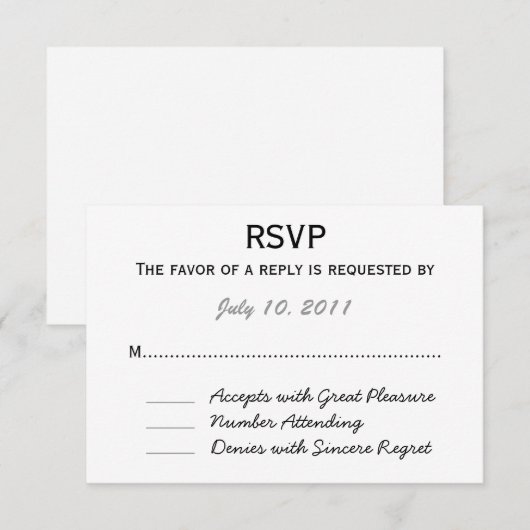 Hochzeit RSVP Karte (Vorne/Hinten)