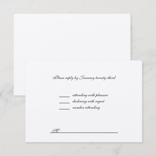 Hochzeit RSVP Karte (Vorne/Hinten)