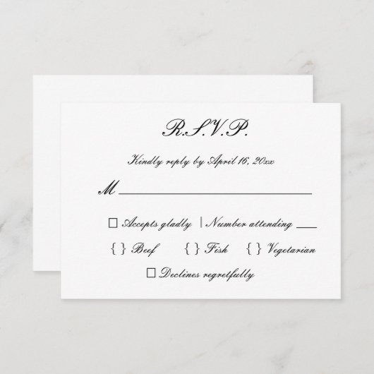 Hochzeit RSVP Karte (Vorne/Hinten)