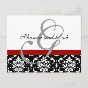 Hochzeit-RSVP-Karte Damast mit Essensauswahl RSVP Karte