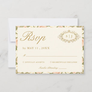 Hochzeit-RSVP-Karte mit Monogramm in Elfenbein-Opt RSVP Karte