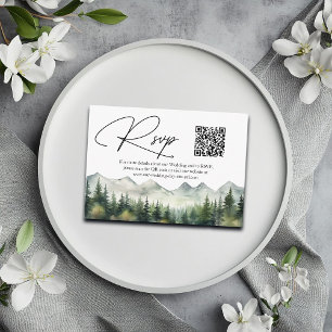 Hochzeit RSVP-Karte mit QR-Code 'Berge und Kiefern Begleitkarte