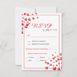 Hochzeit-RSVP-Karte mit sanften rosa Herzen RSVP Karte