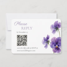 Hochzeit-RSVP-Karte mit Stiefmütterchen-Silhouette