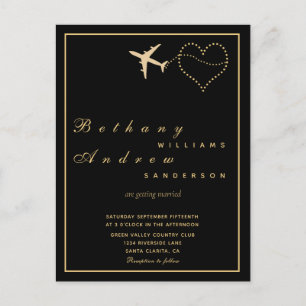 Hochzeit RSVP l Einladung Black Gold All in One Postkarte
