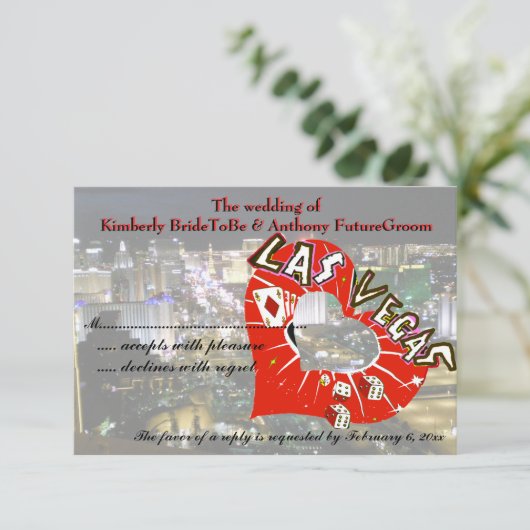 Hochzeit RSVP Las Vegas Valentine (Stehend Vorderseite)