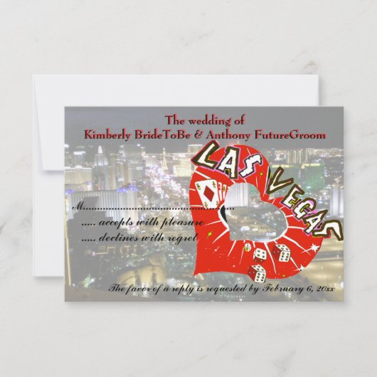 Hochzeit RSVP Las Vegas Valentine Karte (Vorderseite)
