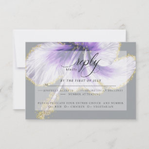 Hochzeit RSVP   Lila Hibiskus-Blume Karte