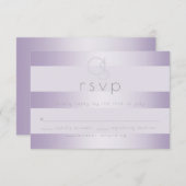 Hochzeit RSVP | Lilac Shimmer Stripes Monogramm (Vorne/Hinten)