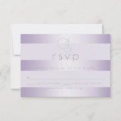 Hochzeit RSVP | Lilac Shimmer Stripes Monogramm Karte (Vorderseite)