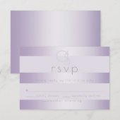 Hochzeit RSVP | Lilac Shimmer Stripes Monogramm Karte (Vorne/Hinten)