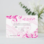 Hochzeit RSVP Magenta Classic Scroll Fleurish Einladung (Stehend Vorderseite)