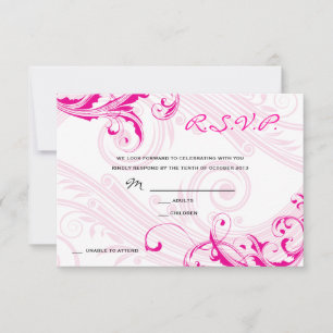 Hochzeit RSVP Magenta Classic Scroll Fleurish Einladung