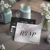 Hochzeit RSVP Mason Jars String Light Modern Silve Einladungspostkarte