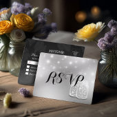 Hochzeit RSVP Mason Jars String Light Modern Silve Einladungspostkarte