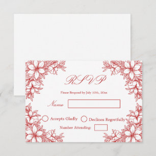 Hochzeit RSVP mit aufwendigen floralen Grafiken Karte