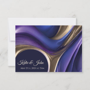 Hochzeit RSVP-Modern Abstrakt- Blau Lila RSVP Karte