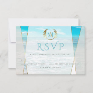 Hochzeit RSVP   Moderne Mongram Beach Wedding Karte