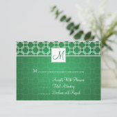 Hochzeit RSVP Monogram Trellis Muster Green (Stehend Vorderseite)