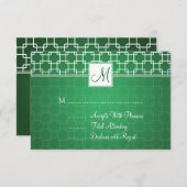 Hochzeit RSVP Monogram Trellis Muster Green (Vorne/Hinten)