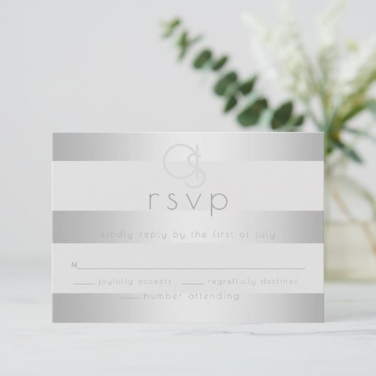 Hochzeit RSVP | Monogramm der Aluminiumstreifen (Stehend Vorderseite)