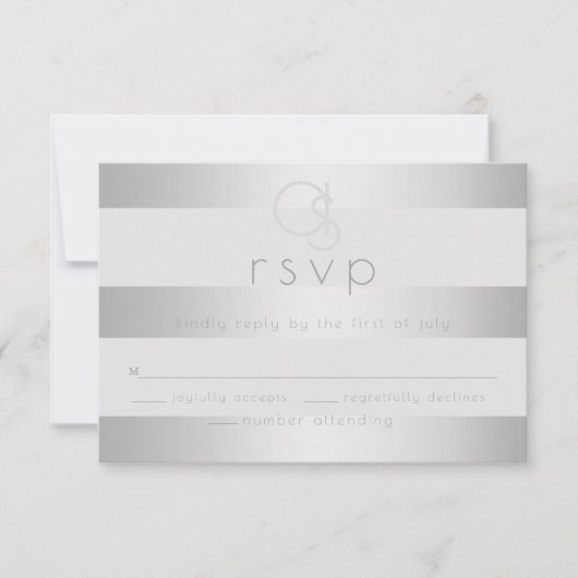 Hochzeit RSVP | Monogramm der Aluminiumstreifen Karte (Vorderseite)