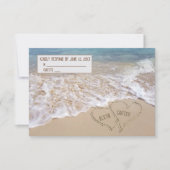 Hochzeit RSVP Ocean Beach Hearts Karte (Vorderseite)