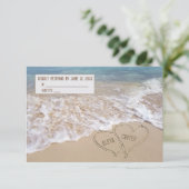 Hochzeit RSVP Ocean Beach Hearts Karte (Stehend Vorderseite)