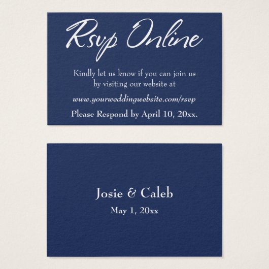 Hochzeit RSVP Online Beiheft Weiße Schrift & Marin (Vorne & Hinten)
