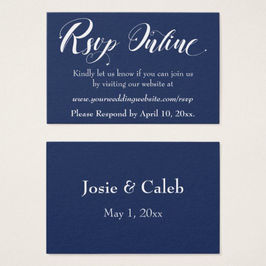 Hochzeit RSVP Online Beilage Weiße Schrift & Marin (Vorne & Hinten)