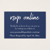 Hochzeit RSVP Online Beilegen Navy Script & White, (Vorderseite)